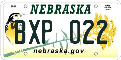 NE license plate BXP022
