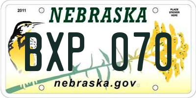 NE license plate BXP070