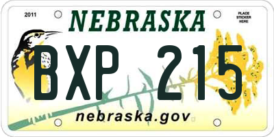 NE license plate BXP215
