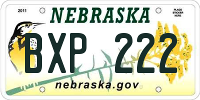 NE license plate BXP222