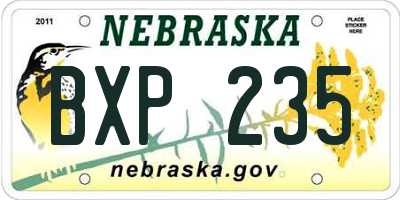 NE license plate BXP235