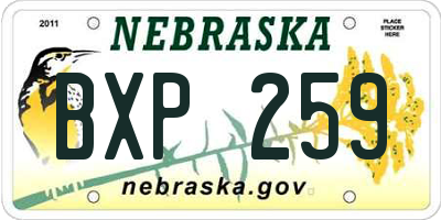 NE license plate BXP259