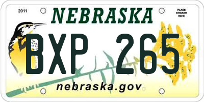 NE license plate BXP265