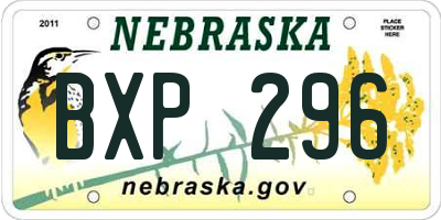 NE license plate BXP296