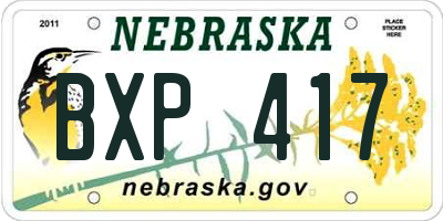 NE license plate BXP417