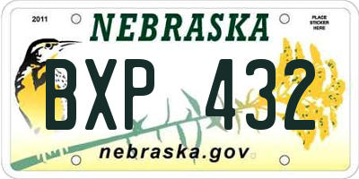 NE license plate BXP432