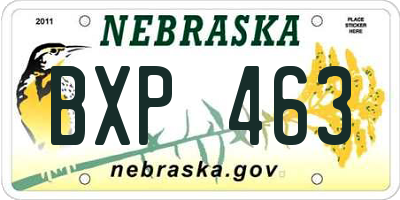 NE license plate BXP463