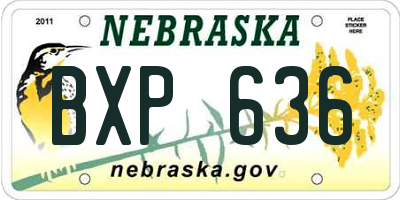 NE license plate BXP636