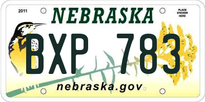 NE license plate BXP783