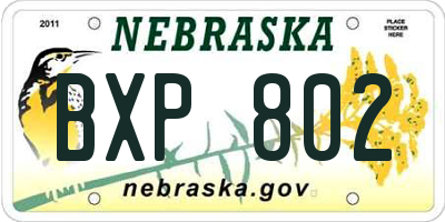 NE license plate BXP802