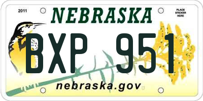 NE license plate BXP951