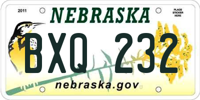 NE license plate BXQ232