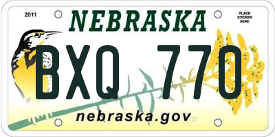 NE license plate BXQ770