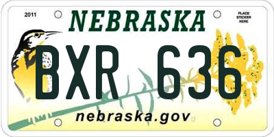 NE license plate BXR636