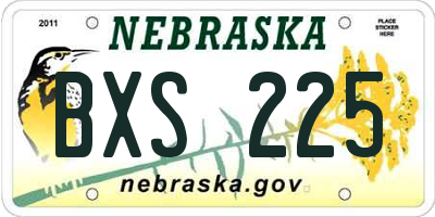 NE license plate BXS225