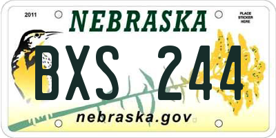 NE license plate BXS244