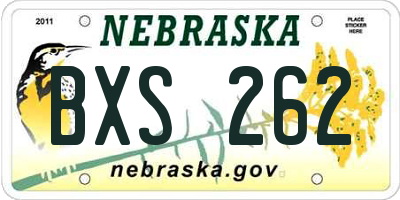NE license plate BXS262