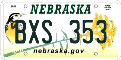NE license plate BXS353