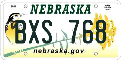NE license plate BXS768