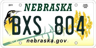 NE license plate BXS804