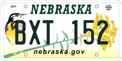 NE license plate BXT152