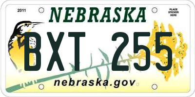 NE license plate BXT255