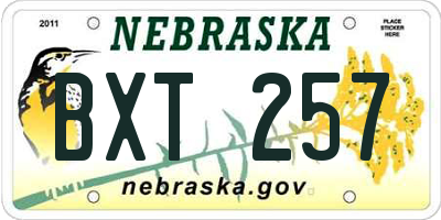NE license plate BXT257