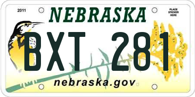 NE license plate BXT281