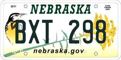 NE license plate BXT298