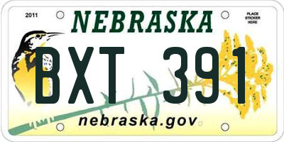 NE license plate BXT391