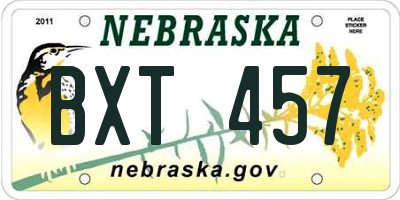 NE license plate BXT457