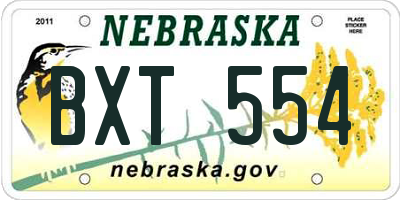 NE license plate BXT554
