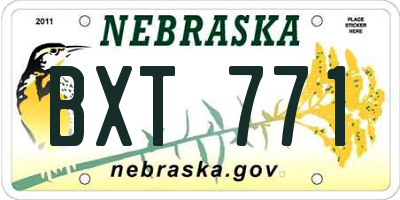 NE license plate BXT771