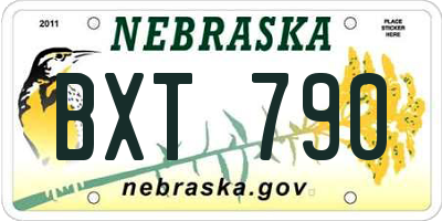 NE license plate BXT790