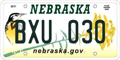 NE license plate BXU030