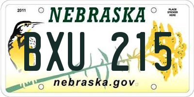NE license plate BXU215
