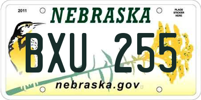 NE license plate BXU255