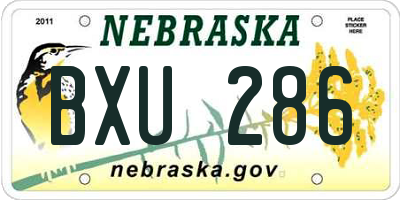 NE license plate BXU286
