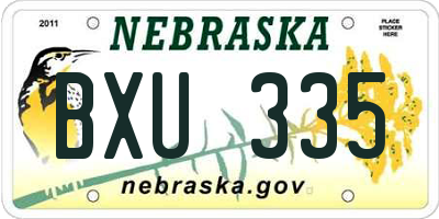 NE license plate BXU335