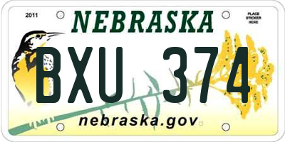NE license plate BXU374