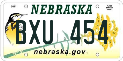 NE license plate BXU454
