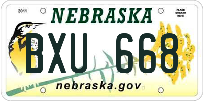 NE license plate BXU668