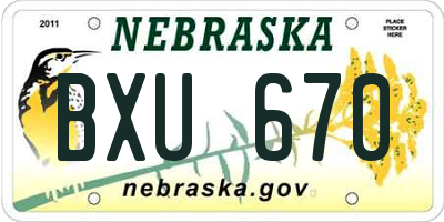 NE license plate BXU670