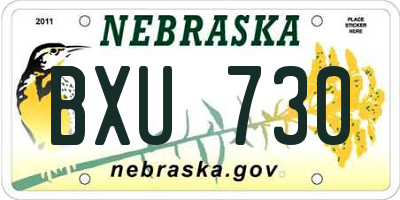 NE license plate BXU730