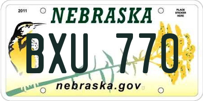 NE license plate BXU770