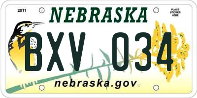NE license plate BXV034
