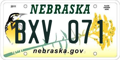 NE license plate BXV071