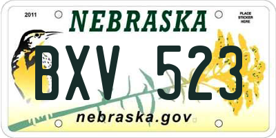 NE license plate BXV523