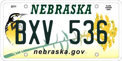 NE license plate BXV536