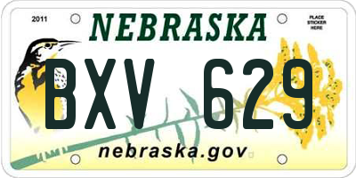 NE license plate BXV629